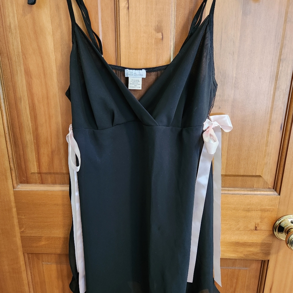 Bella Donna Babydoll Sheer Lingerie, Black/Pink, Size L